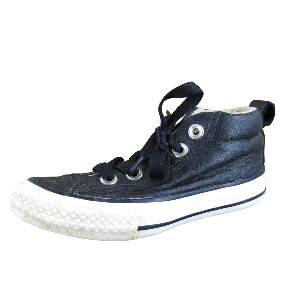 Converse All Star Leather High Top Sneakers Black Kids Shoes 10.5‎ Toddler